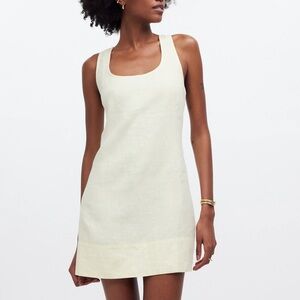 NWT Madewell Cross-Back A-Line Linen Mini Dress - Pale Pineapple